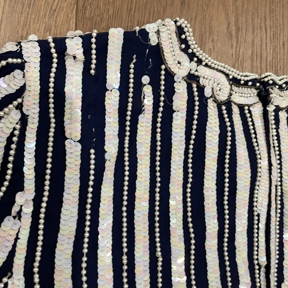 Vintage Lawrence Kazan Beautiful Beaded Sequin Blouse Top Shirt Silk Size L - Picture 8 of 13